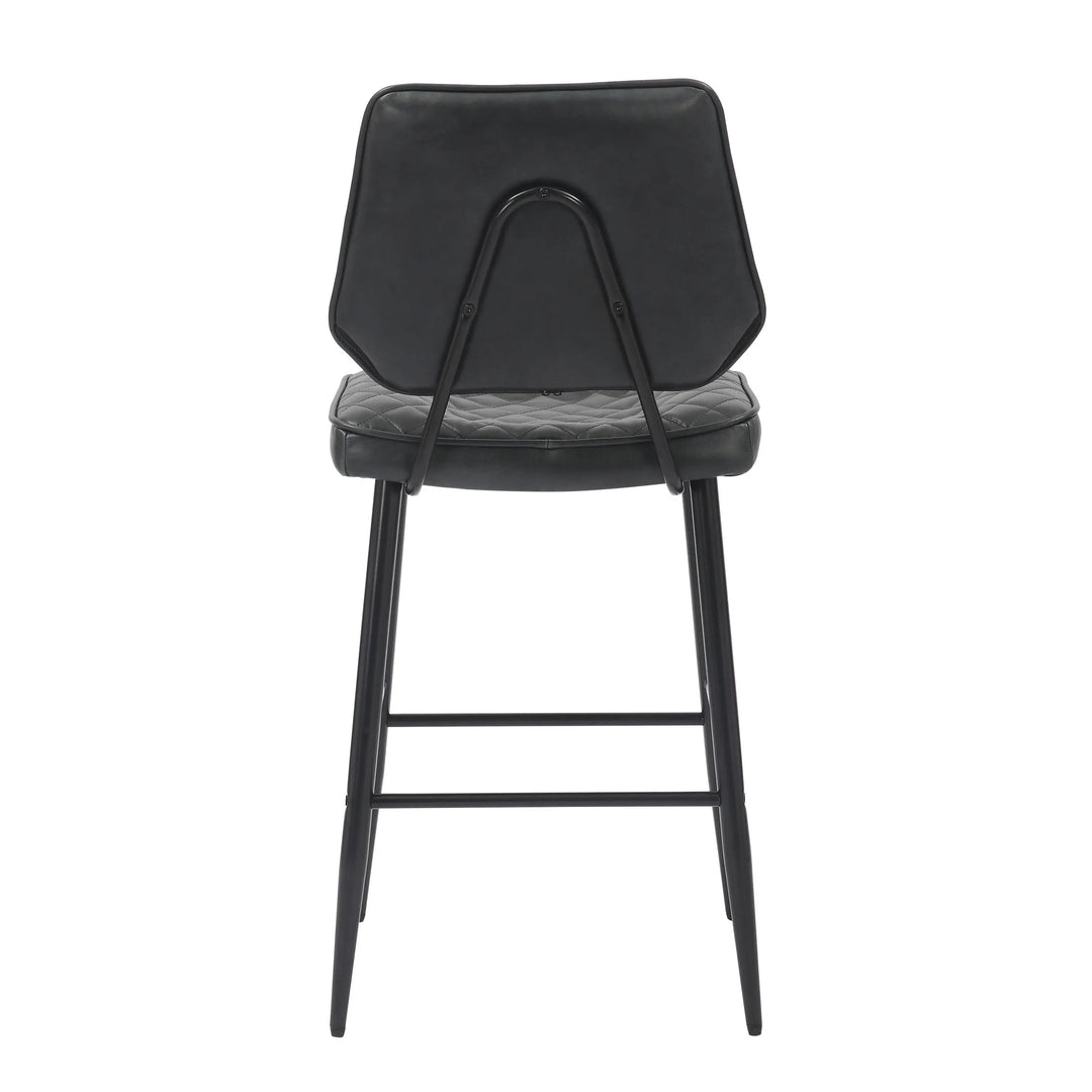 Willow and Stone Merrick Real Leather Black Bar Stool Shankar
