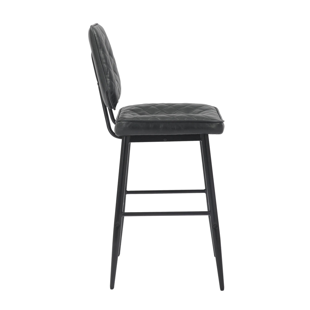 Willow and Stone Merrick Real Leather Black Bar Stool Shankar