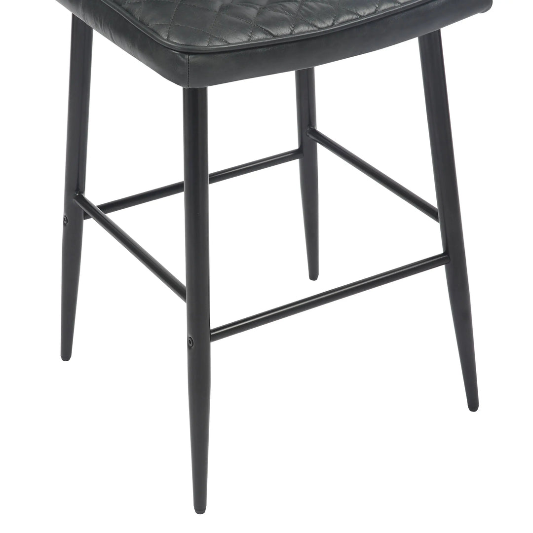 Willow and Stone Merrick Real Leather Black Bar Stool Shankar
