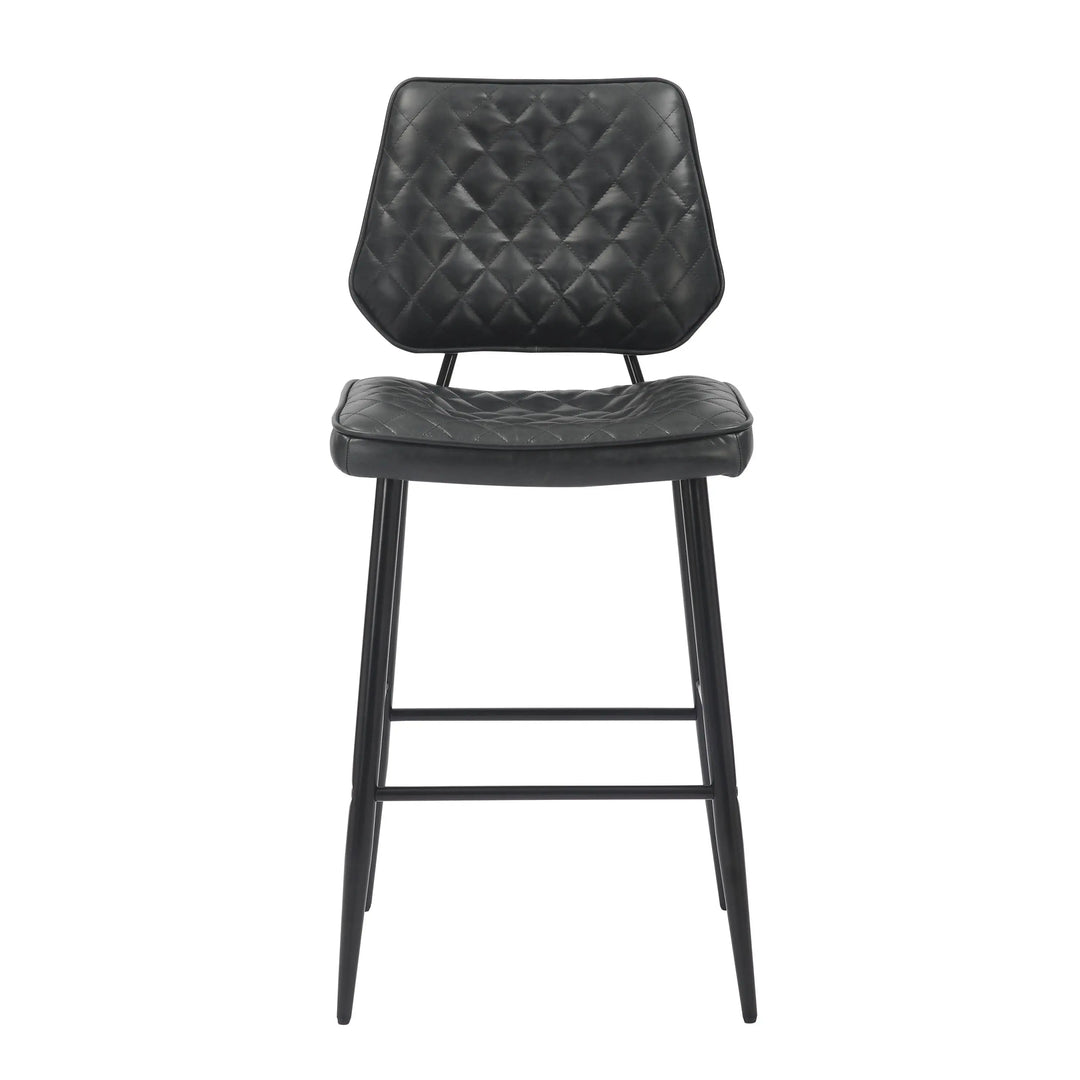 Willow and Stone Merrick Real Leather Black Bar Stool Shankar