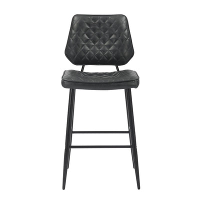 Willow and Stone Merrick Real Leather Black Bar Stool Shankar