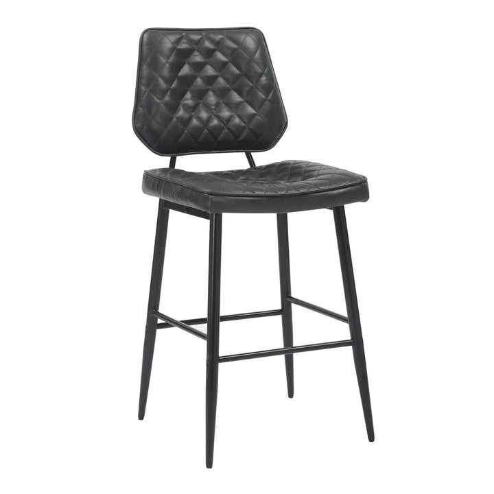 Willow and Stone Merrick Real Leather Black Bar Stool Shankar