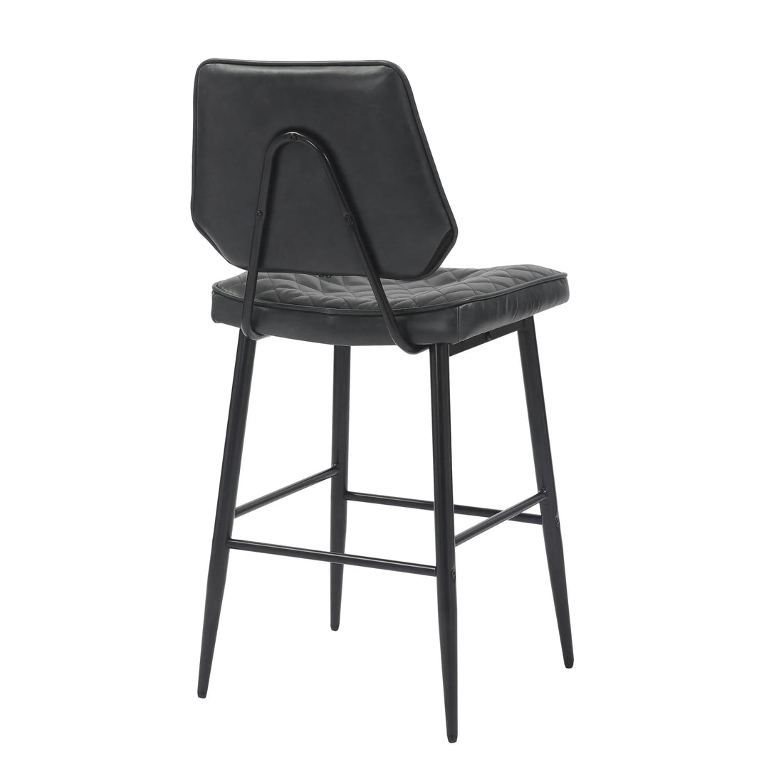 Willow and Stone Merrick Real Leather Black Bar Stool Shankar
