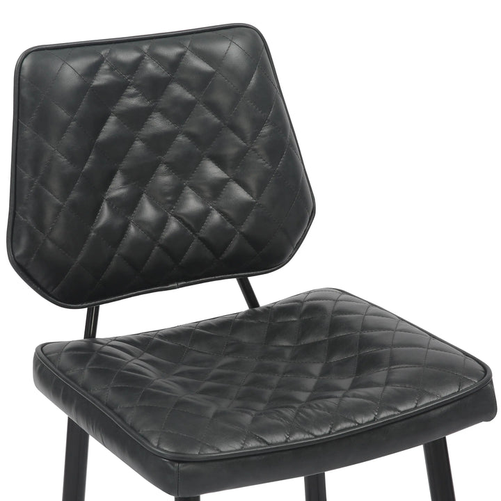 Willow and Stone Merrick Real Leather Black Bar Stool Shankar
