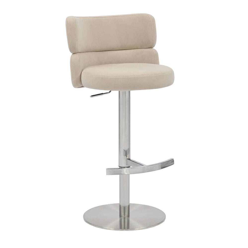 Willow and Stone Grayson Brushed Velvet Cream/Brushed Steel Bar Stool Shankar