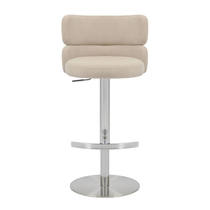 Willow and Stone Grayson Brushed Velvet Cream/Brushed Steel Bar Stool Shankar