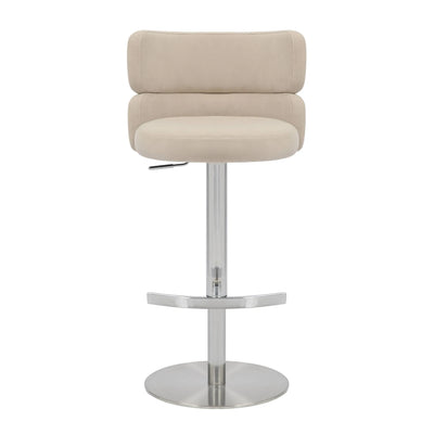 Willow and Stone Grayson Brushed Velvet Cream/Brushed Steel Bar Stool Shankar