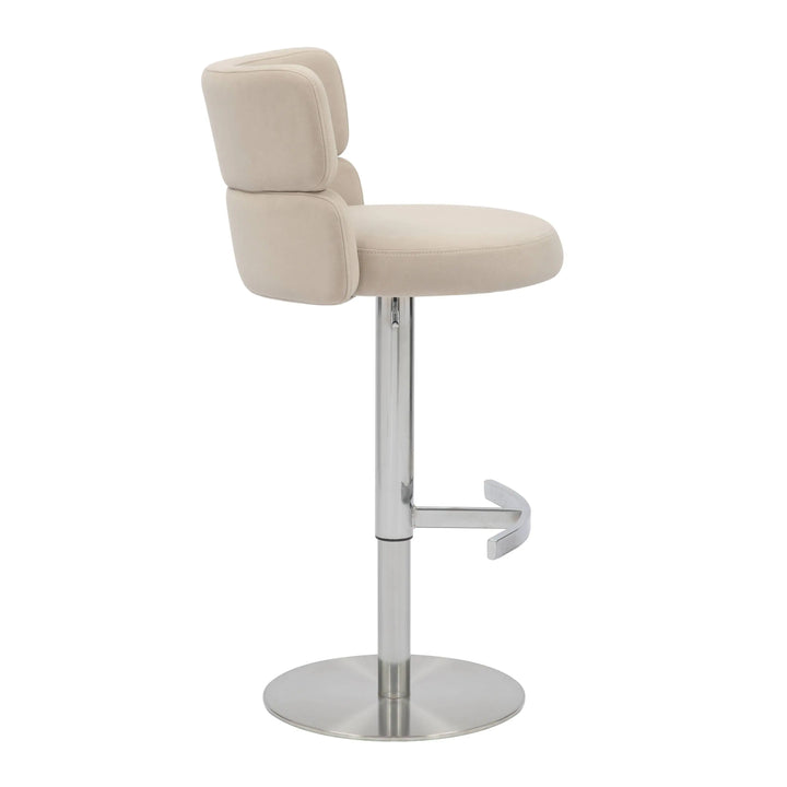 Willow and Stone Grayson Brushed Velvet Cream/Brushed Steel Bar Stool Shankar