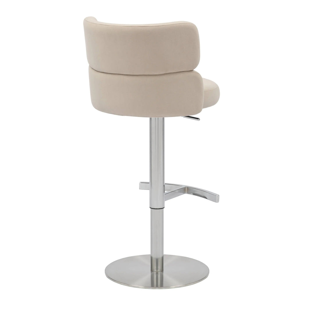 Willow and Stone Grayson Brushed Velvet Cream/Brushed Steel Bar Stool Shankar