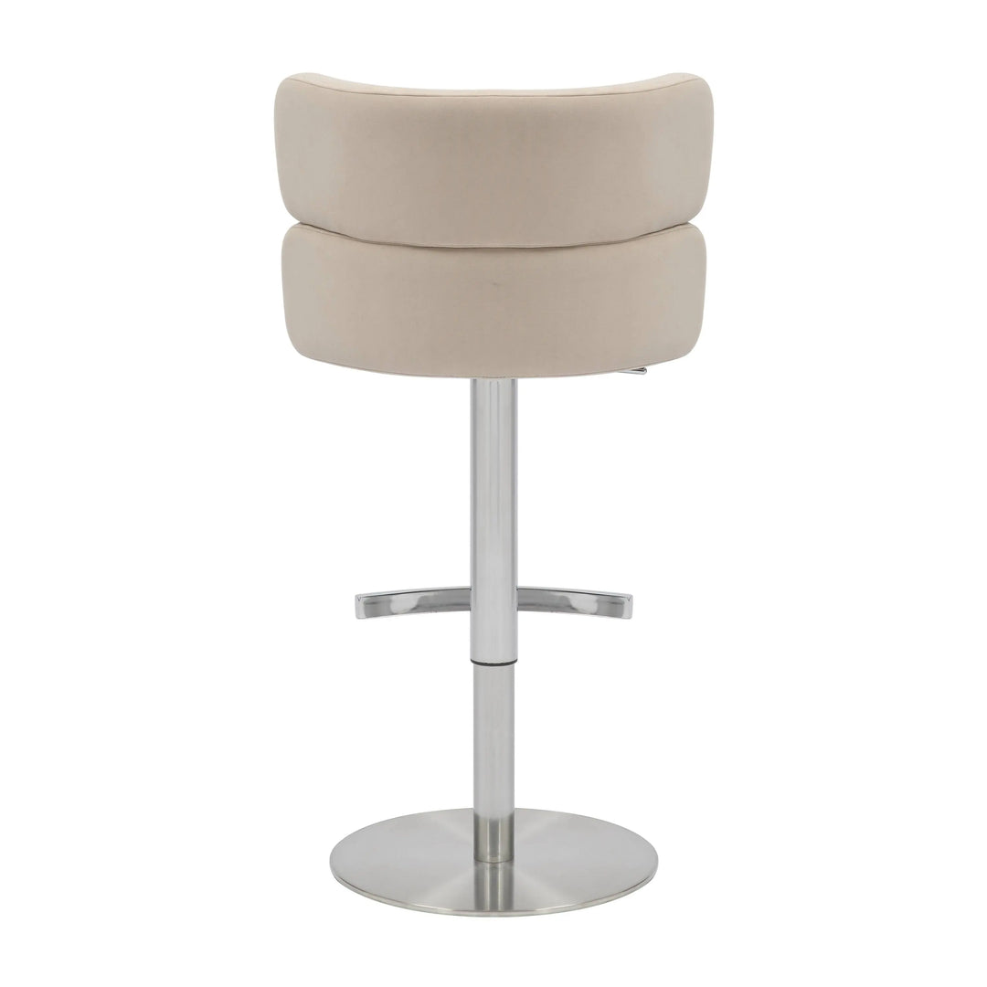 Willow and Stone Grayson Brushed Velvet Cream/Brushed Steel Bar Stool Shankar