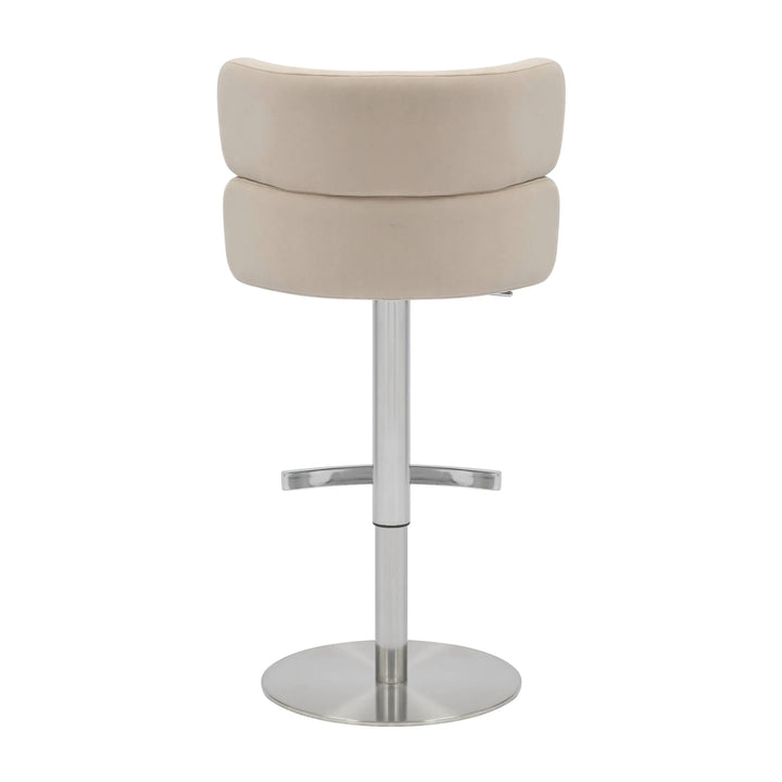 Willow and Stone Grayson Brushed Velvet Cream/Brushed Steel Bar Stool Shankar