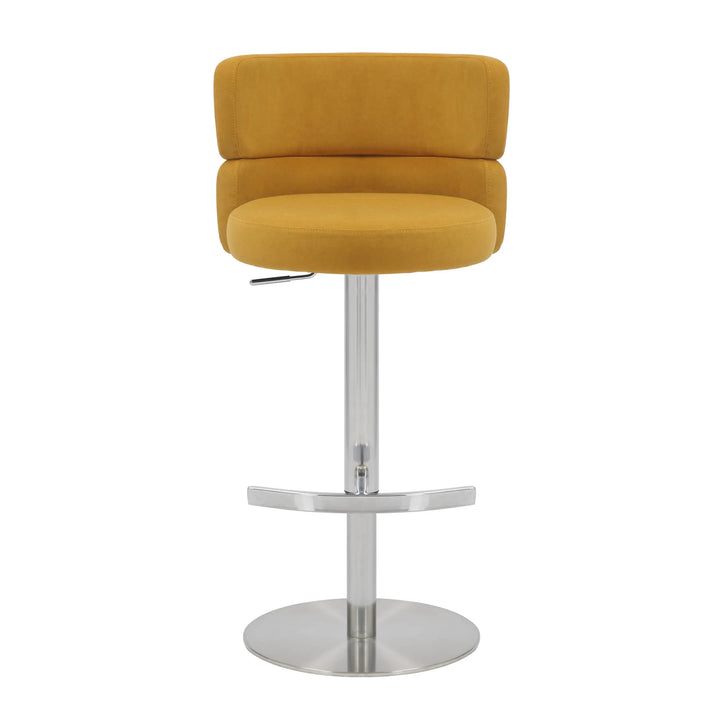 Willow and Stone Grayson Brushed Velvet Mustard/Brushed Steel Bar Stool Shankar