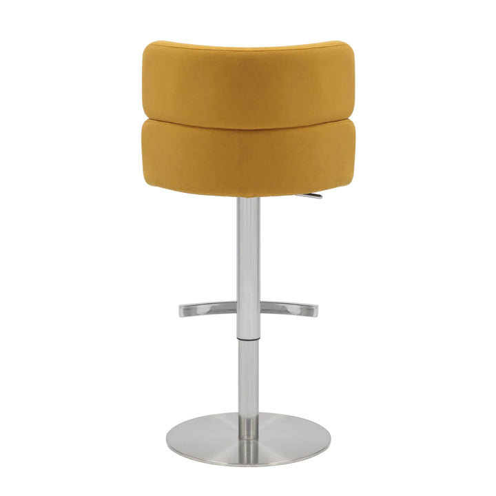 Willow and Stone Grayson Brushed Velvet Mustard/Brushed Steel Bar Stool Shankar