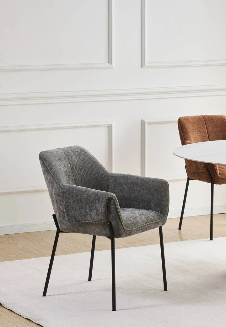 Willow and Stone Elani Chenille Effect Grey Dining Chair Shankar