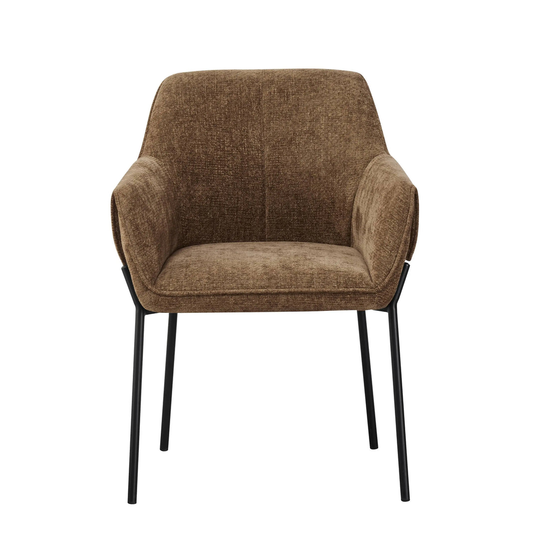 Willow and Stone Elani Chenille Effect Brown Dining Chair Shankar
