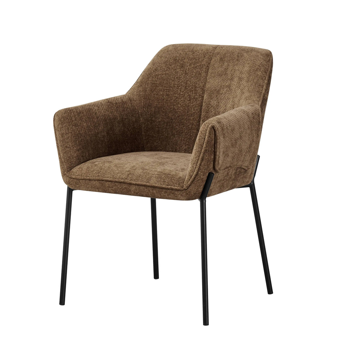 Willow and Stone Elani Chenille Effect Brown Dining Chair Shankar