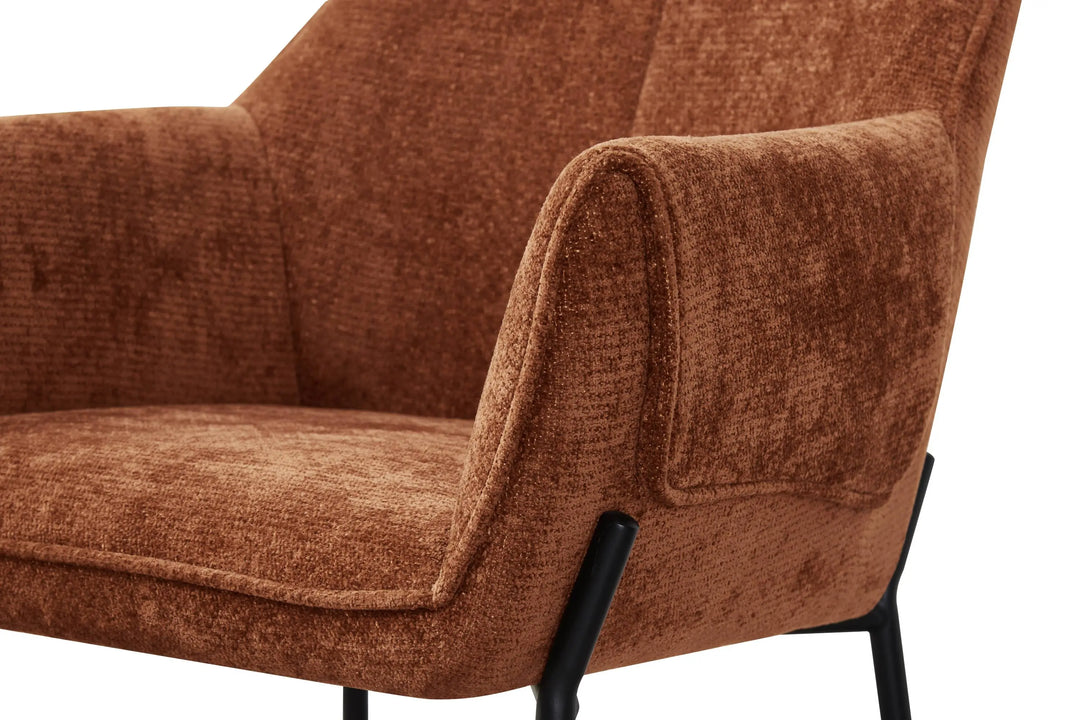 Willow and Stone Elani Chenille Effect Burnt Orange Dining Chair Shankar