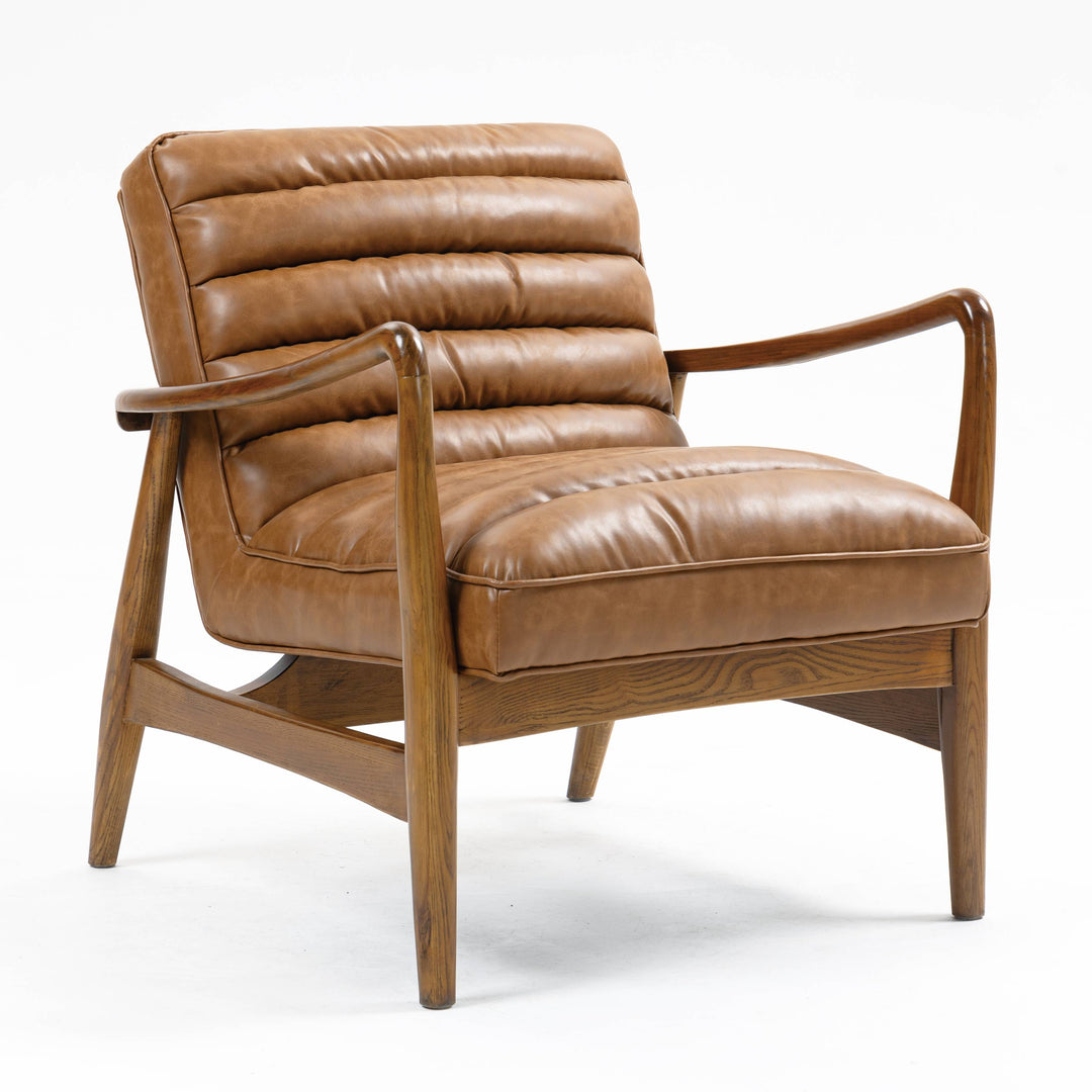 Cerise Leather Effect Tan Armchair