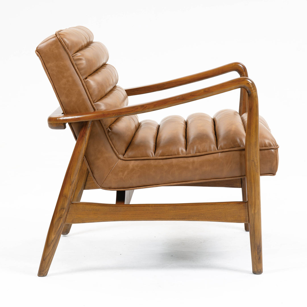 Cerise Leather Effect Tan Armchair