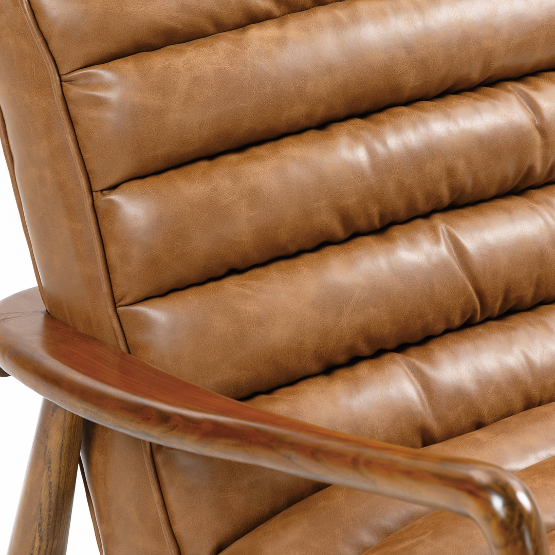 Cerise Leather Effect Tan Armchair