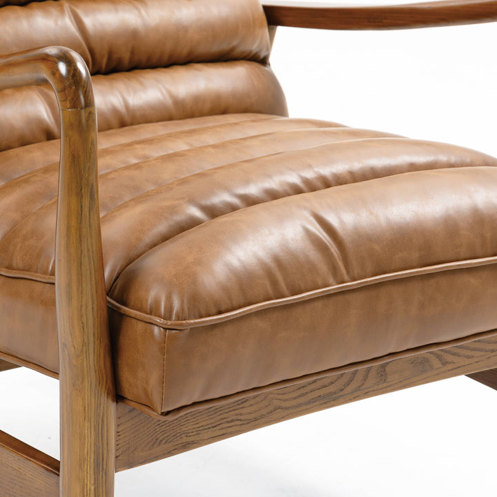 Cerise Leather Effect Tan Armchair