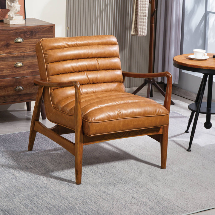 Cerise Leather Effect Tan Armchair