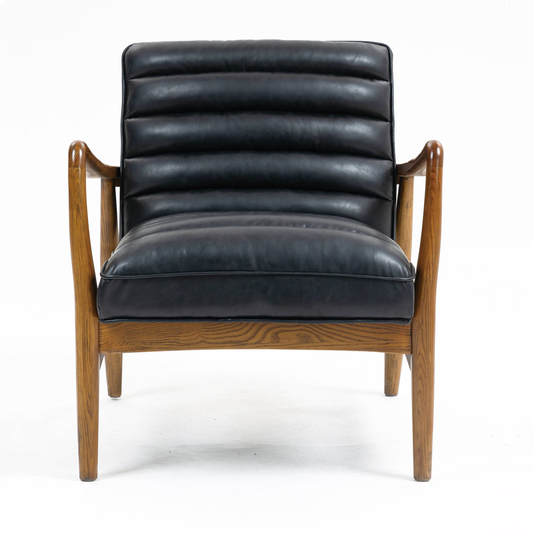 Cerise Leather Effect Black Armchair
