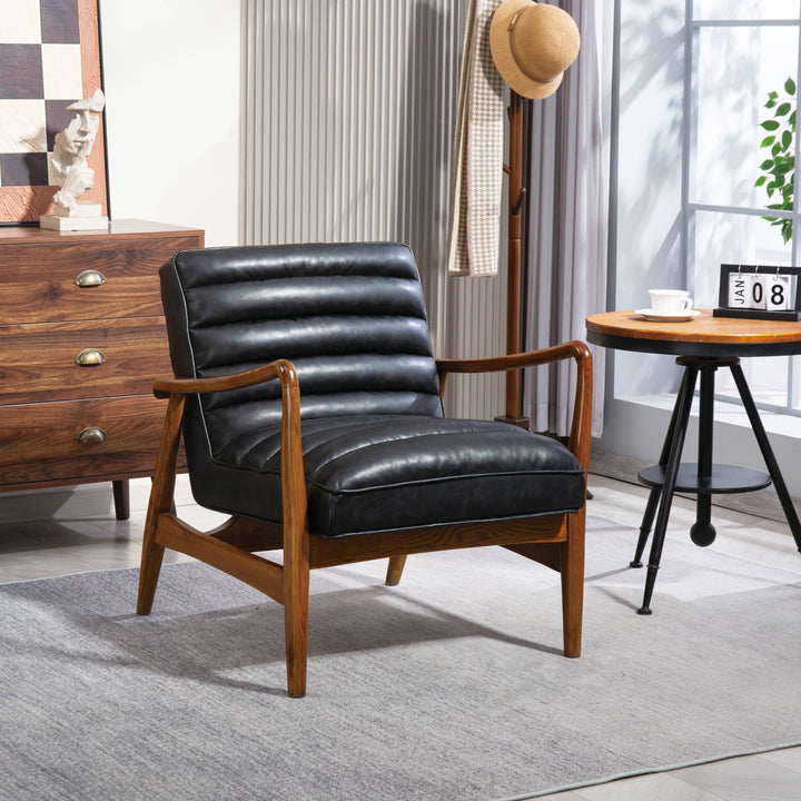 Cerise Leather Effect Black Armchair