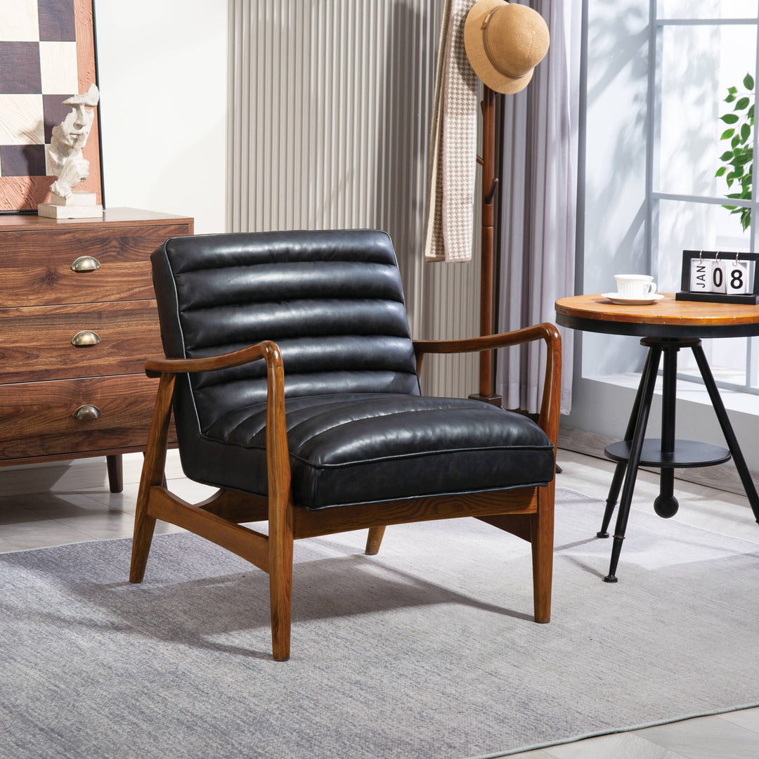 Cerise Leather Effect Black Armchair