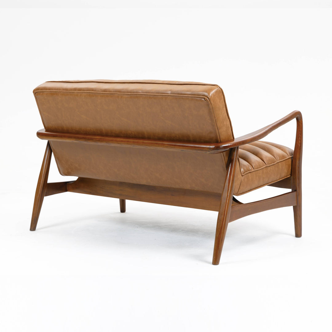 Cerise Leather Effect Tan Sofa