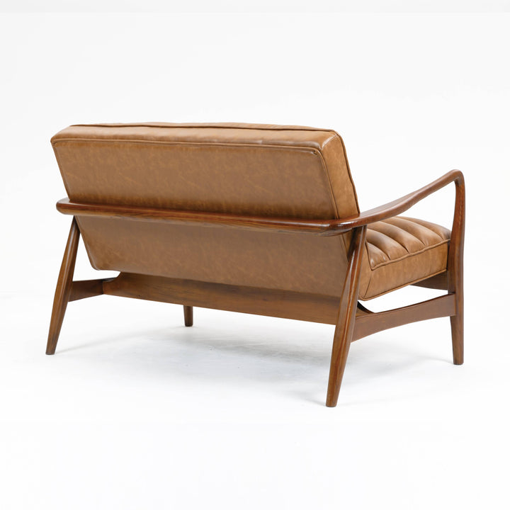 Cerise Leather Effect Tan Sofa