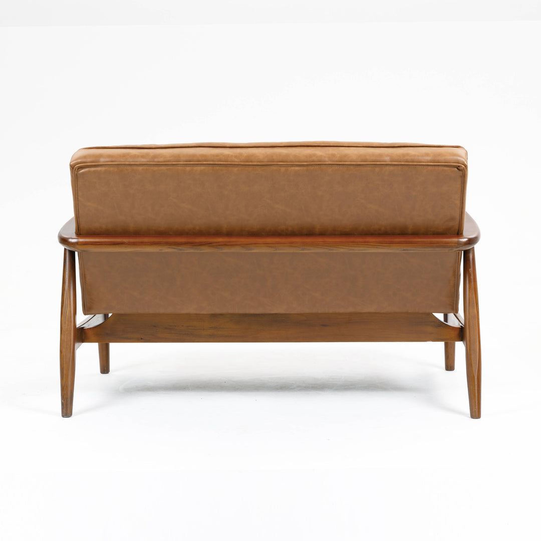 Cerise Leather Effect Tan Sofa