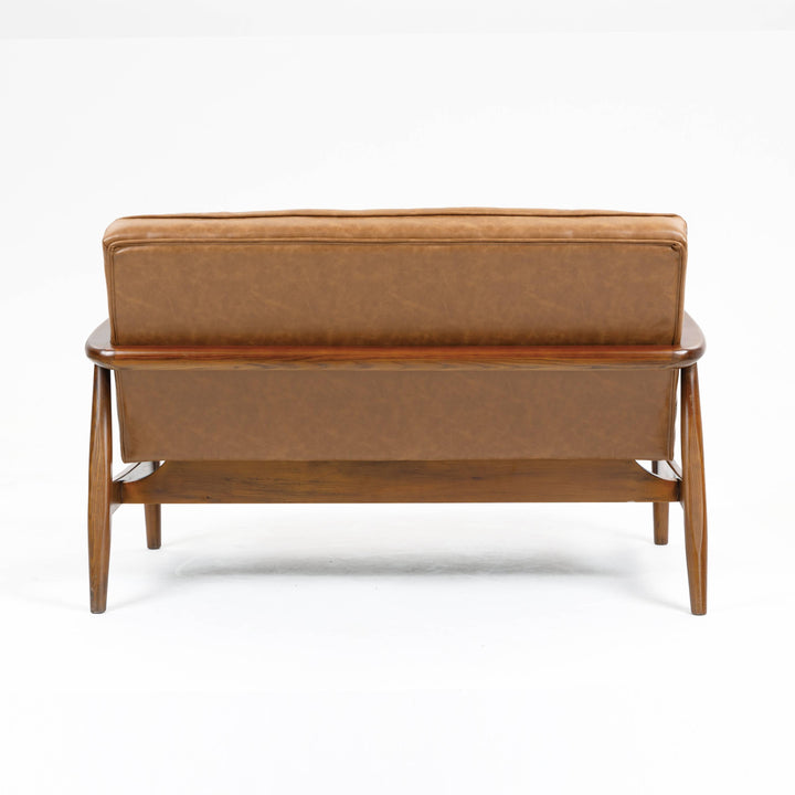 Cerise Leather Effect Tan Sofa