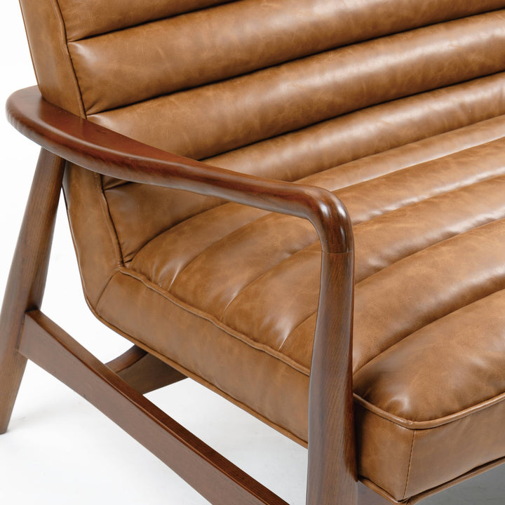 Cerise Leather Effect Tan Sofa