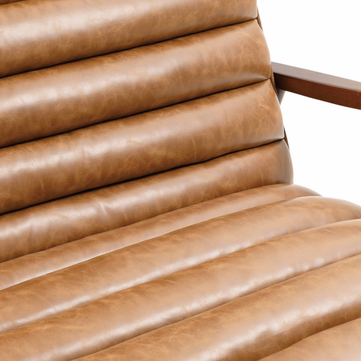 Cerise Leather Effect Tan Sofa