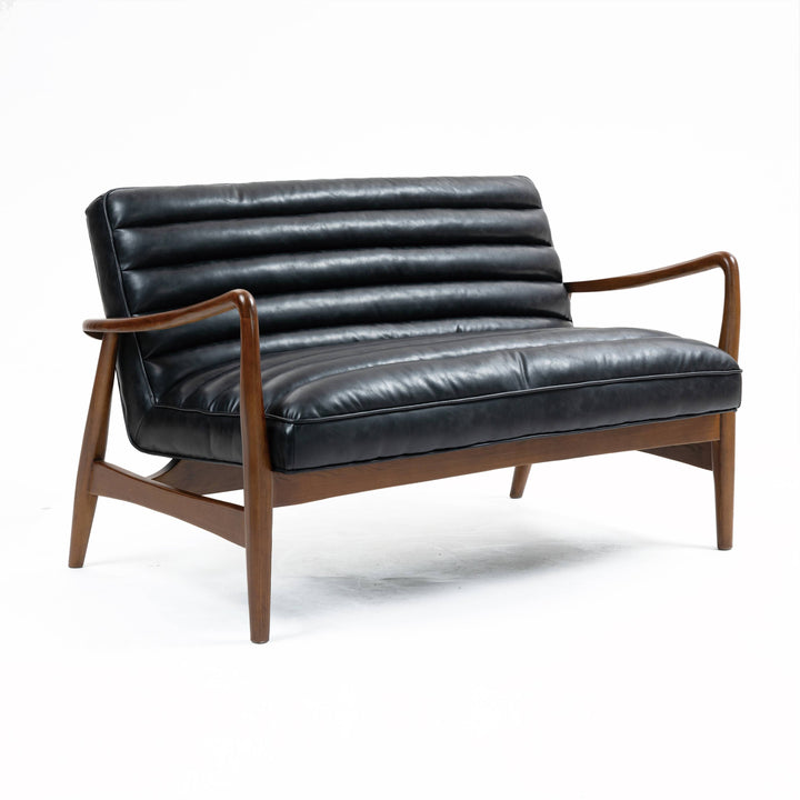 Cerise Leather Effect Black Sofa