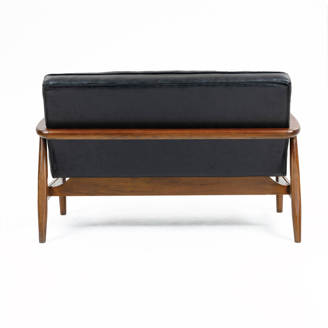 Cerise Leather Effect Black Sofa