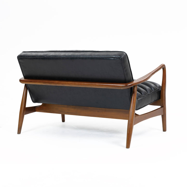 Cerise Leather Effect Black Sofa
