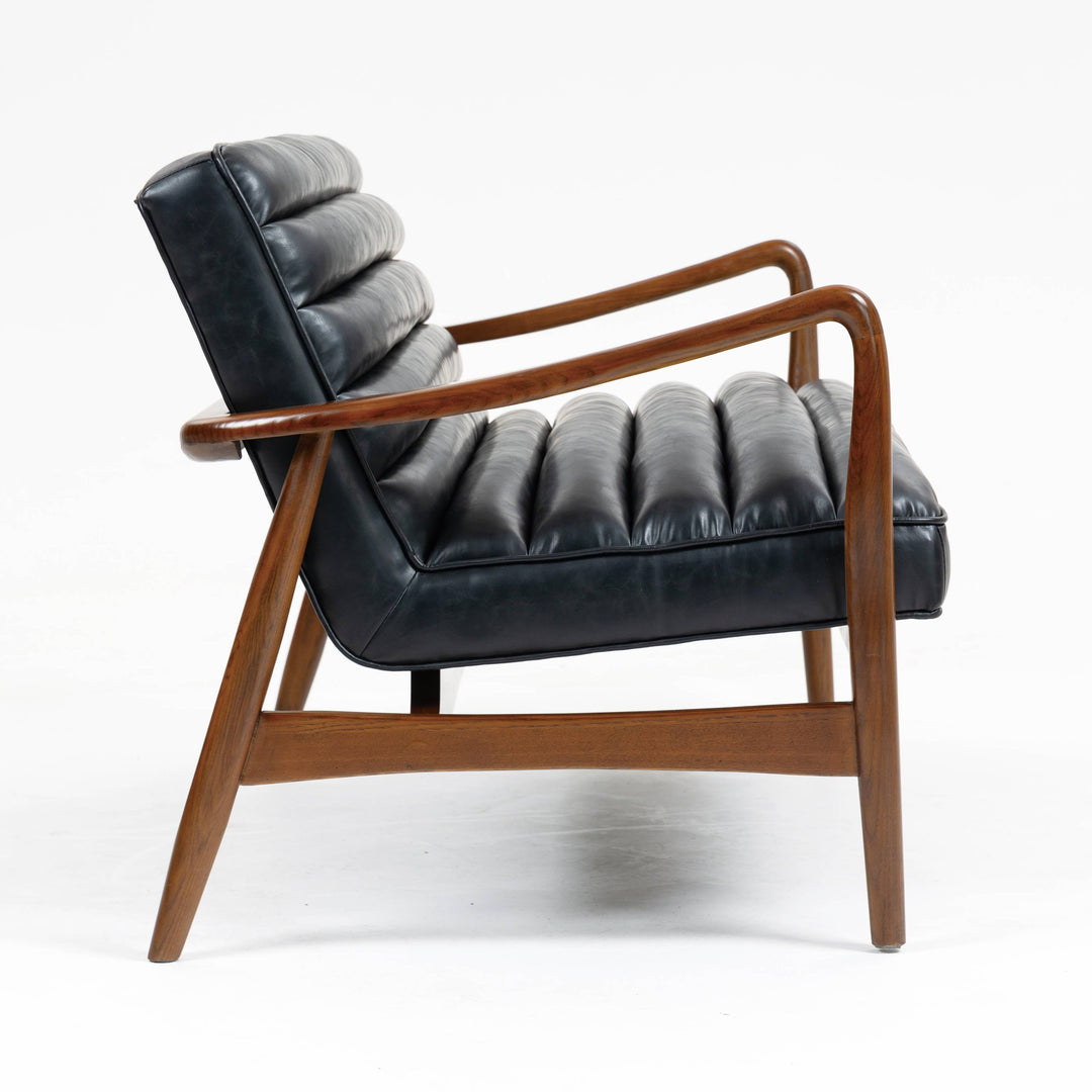 Cerise Leather Effect Black Sofa