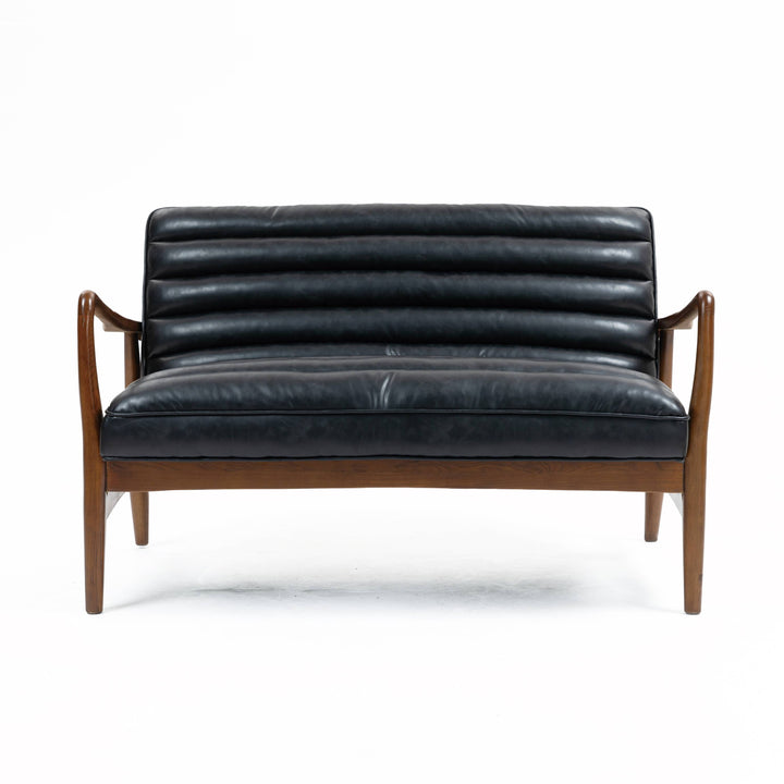 Cerise Leather Effect Black Sofa
