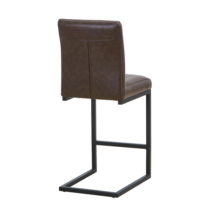Linden Leather Effect Brown Bar Stool