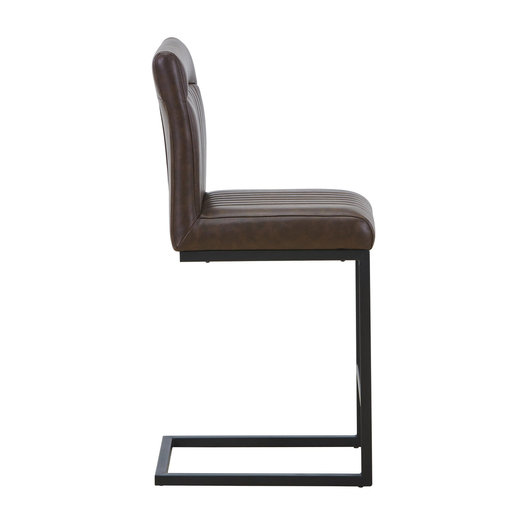 Linden Leather Effect Brown Bar Stool