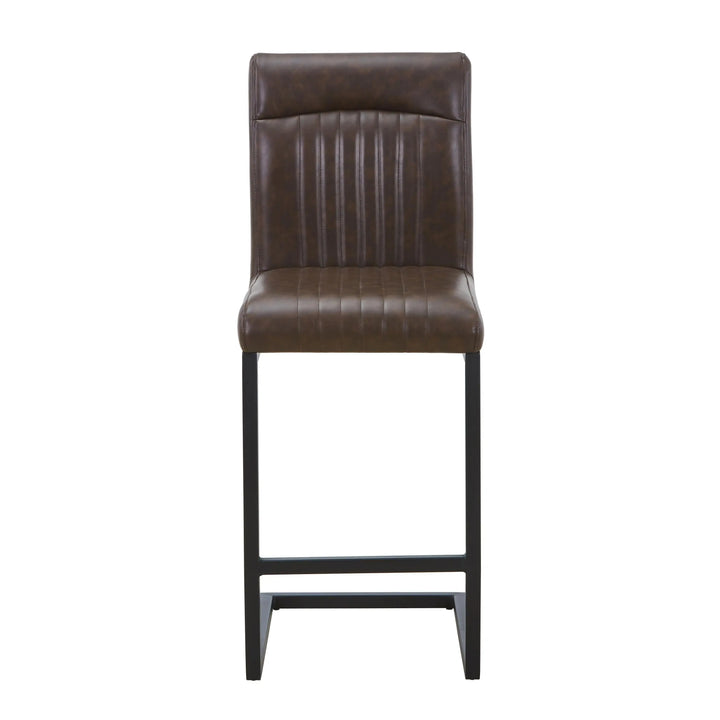Linden Leather Effect Brown Bar Stool