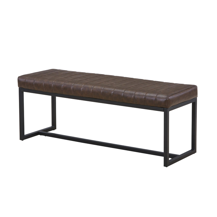 Linden Leather Effect Brown Bench