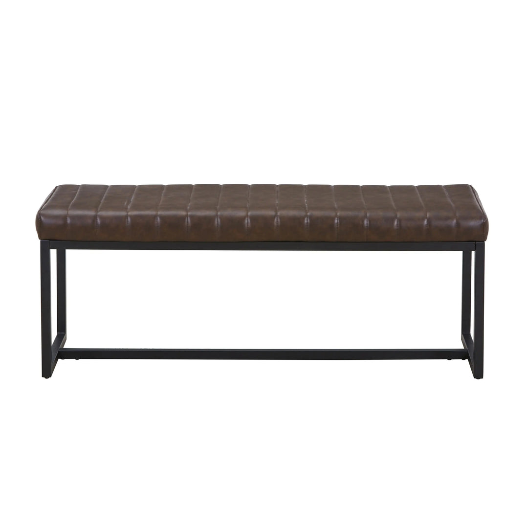 Linden Leather Effect Brown Bench