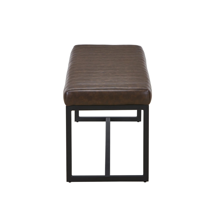 Linden Leather Effect Brown Bench