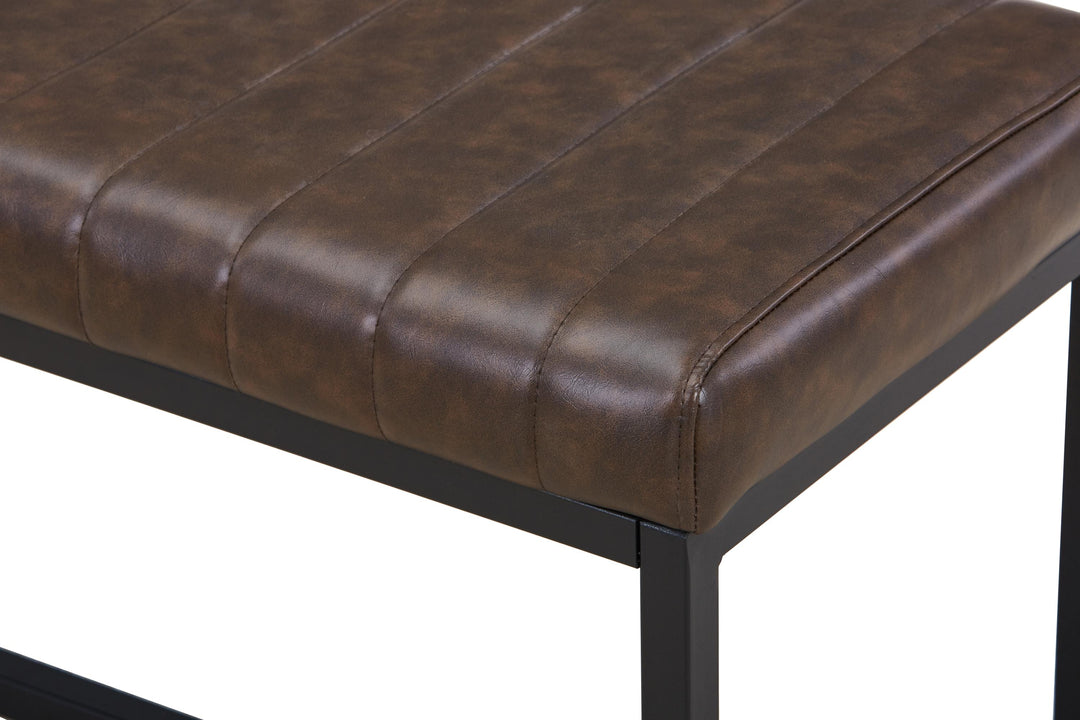 Linden Leather Effect Brown Bench