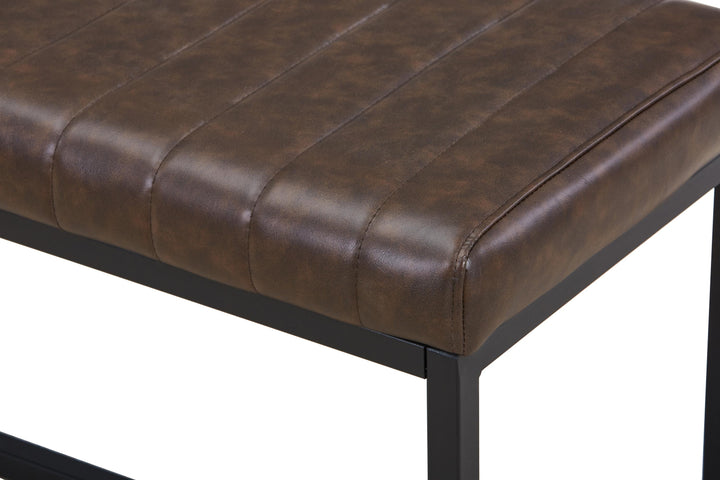Linden Leather Effect Brown Bench