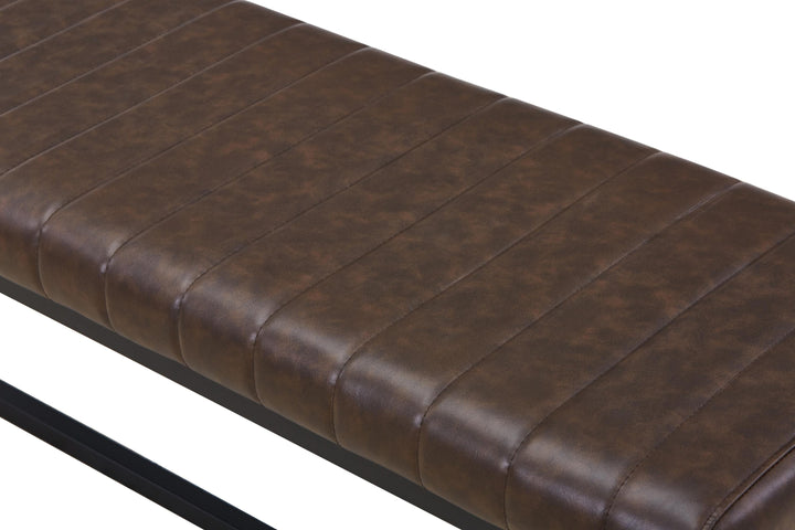Linden Leather Effect Brown Bench
