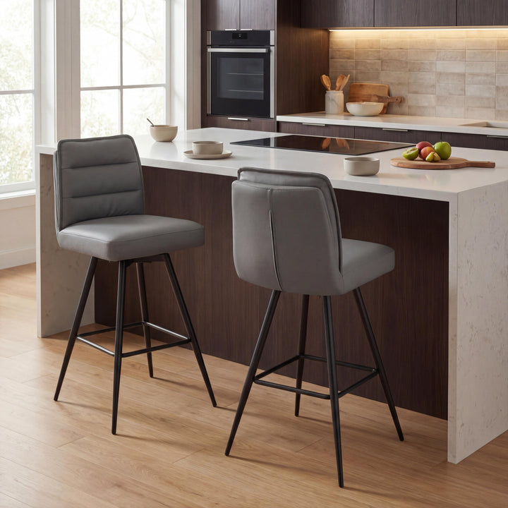 Sovana Leather Effect Dark Grey Bar Stool